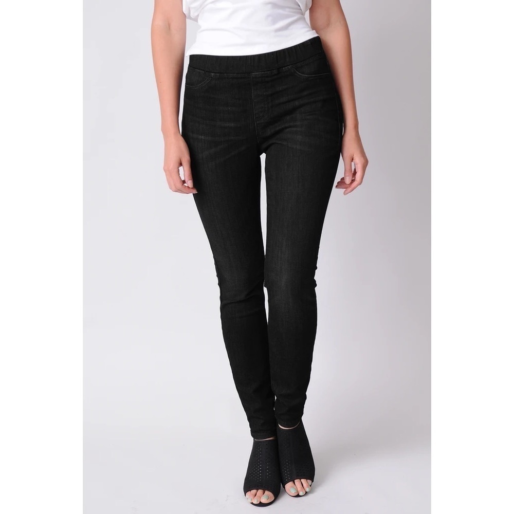EILEEN FISHER Organic Cotton Stretch Denim Black Pull On Jegging Pants EUC XS